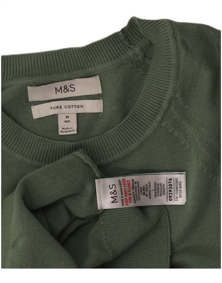 Marks & Spencer Herre sweater med rund hals, mellemgrøn bomuld