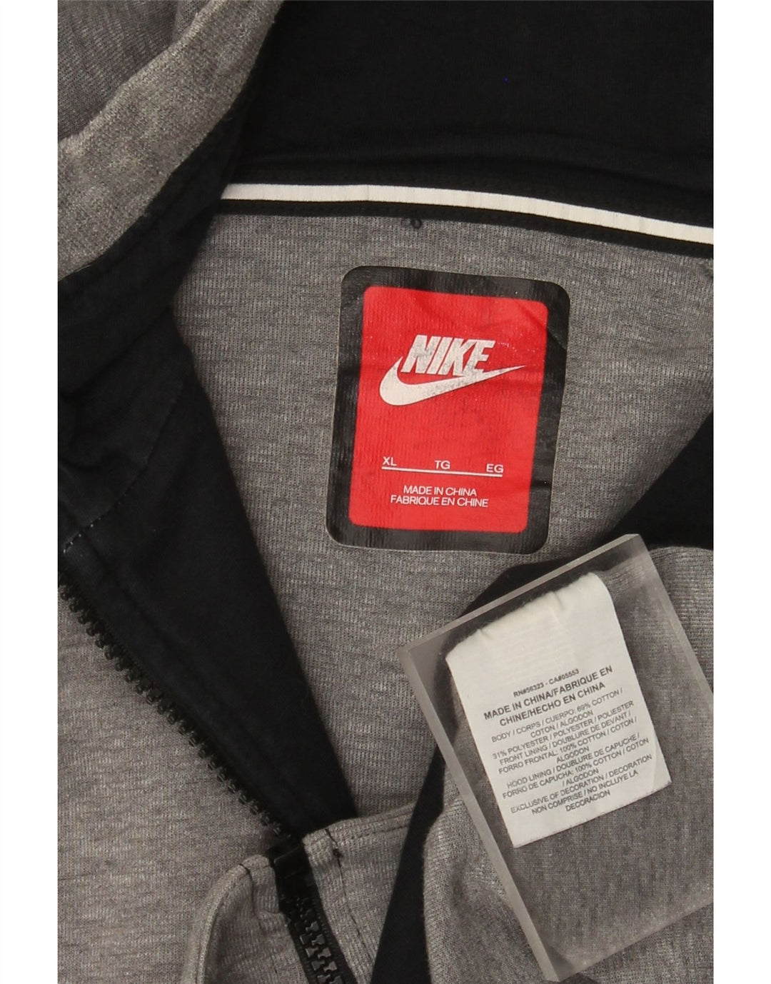Nike hættetrøje med lynlås til mænd XL Grå bomuld