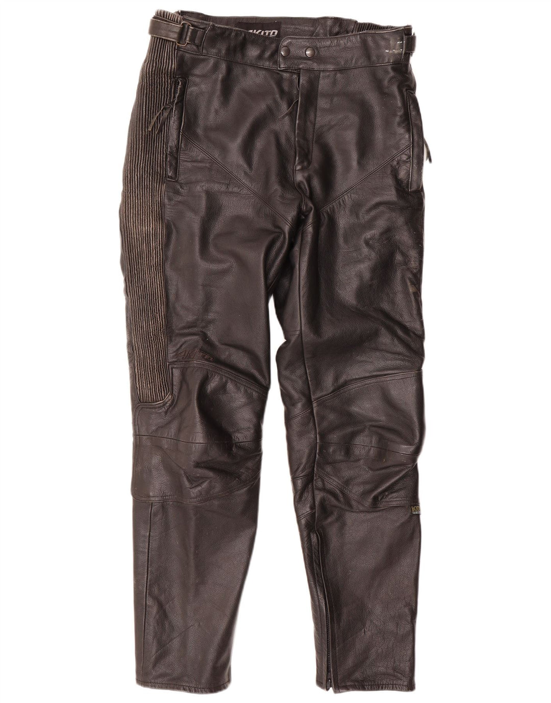 Akito Herre tilspidsede læderbukser IT 46 Small W32 L32 Sort
