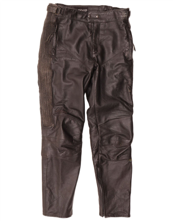 Akito Herre tilspidsede læderbukser IT 46 Small W32 L32 Sort