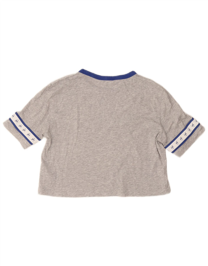CALVIN KLEIN Dame Crop Grafisk T-Shirt Top UK 6 XS Grå Bomuld