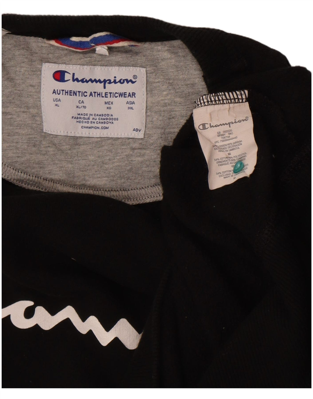 Champion Herre Grafisk Sweatshirt Jumper XL Sort Bomuld