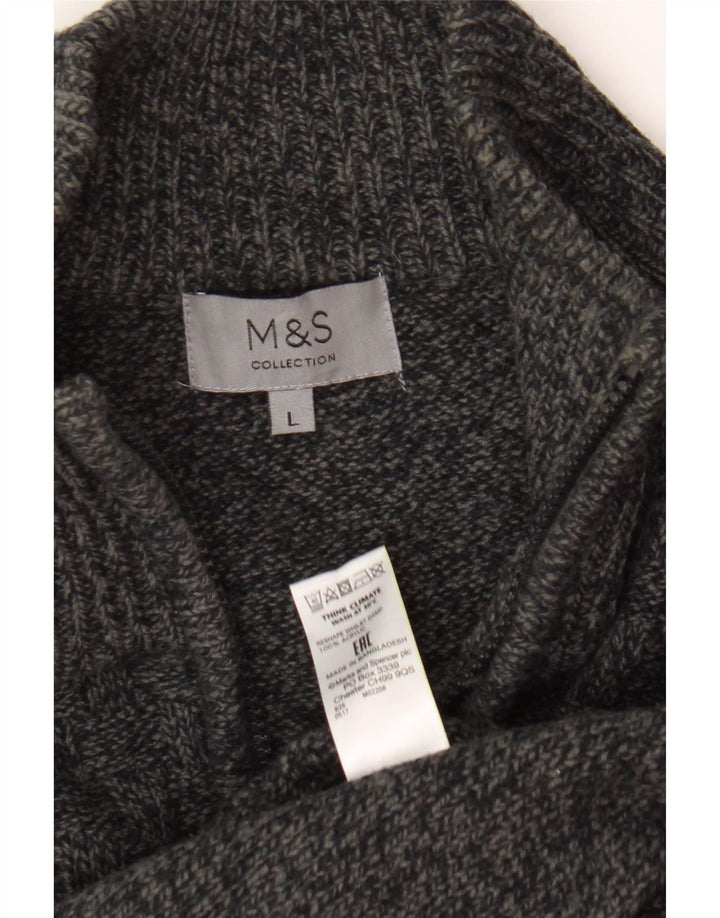 Marks & Spencer Herre Cardigan Sweater Stor Grå Akryl