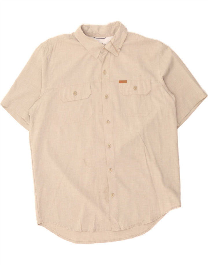 ORVIS Mens Short Sleeve Shirt Large Beige Polyester Vintage Orvis and Second-Hand Orvis from Messina Hembry 