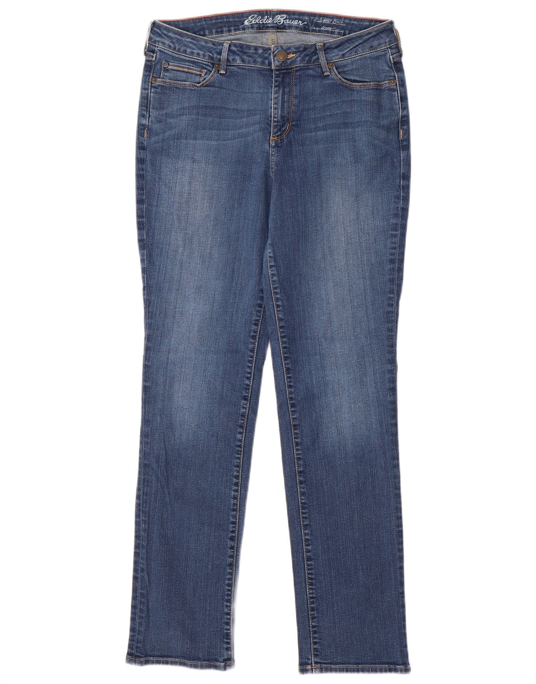 Eddie Bauer Dame Straight Jeans US 10 Large W32 L30 Blue Cotton