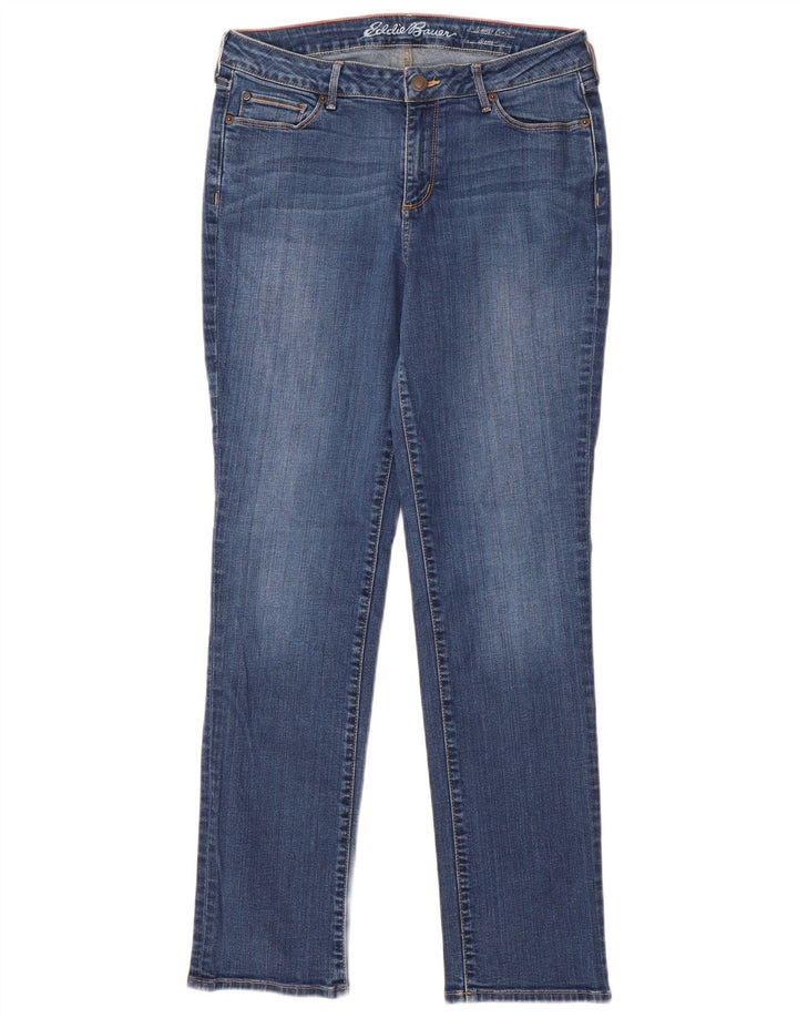 Eddie Bauer Dame Straight Jeans US 10 Large W32 L30 Blue Cotton
