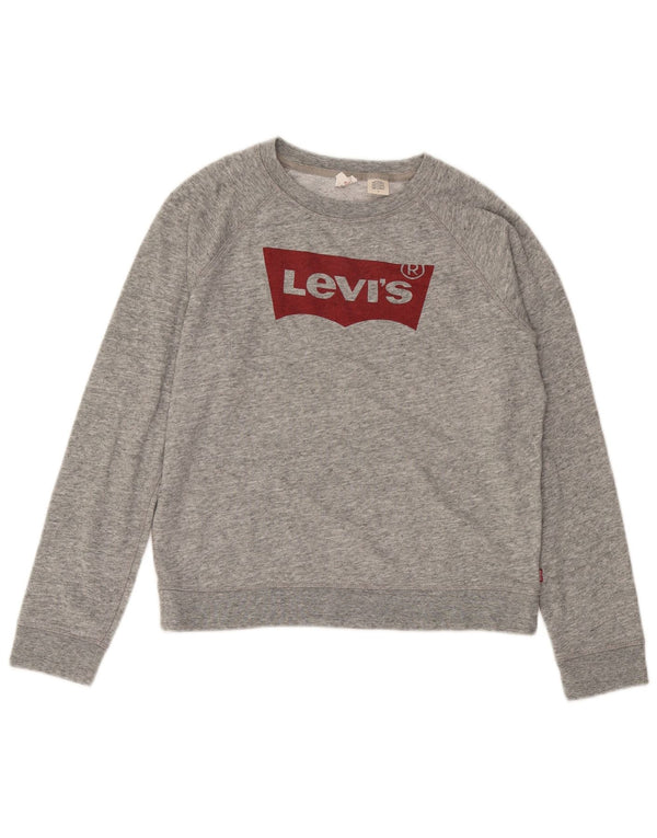 Levi's grafisk sweatshirt til kvinder UK 14 Medium Grå Flecked