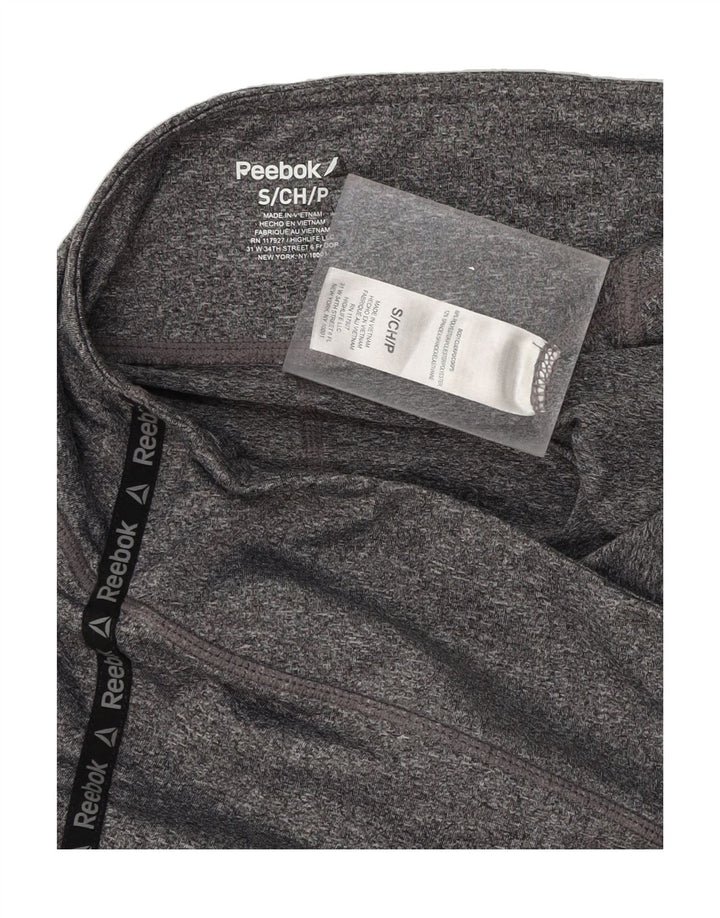 REEBOK Womens Graphic Capri Leggings UK 10 Small  Grey Polyester Vintage Reebok and Second-Hand Reebok from Messina Hembry 