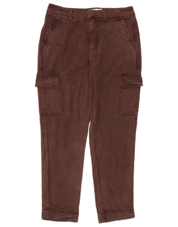 Fat Face Womens Slim Cargo Trousers UK 10 Small W30 L28 Brown Lyocell