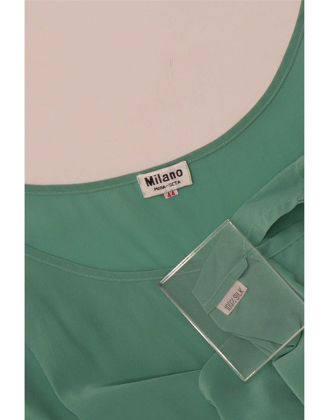 Vintage ærmeløs bluse til kvinder IT 44 Medium Green Silk