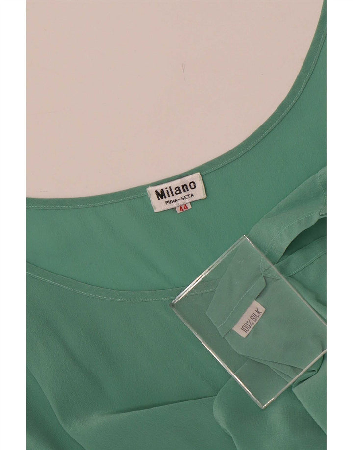 Vintage ærmeløs bluse til kvinder IT 44 Medium Green Silk
