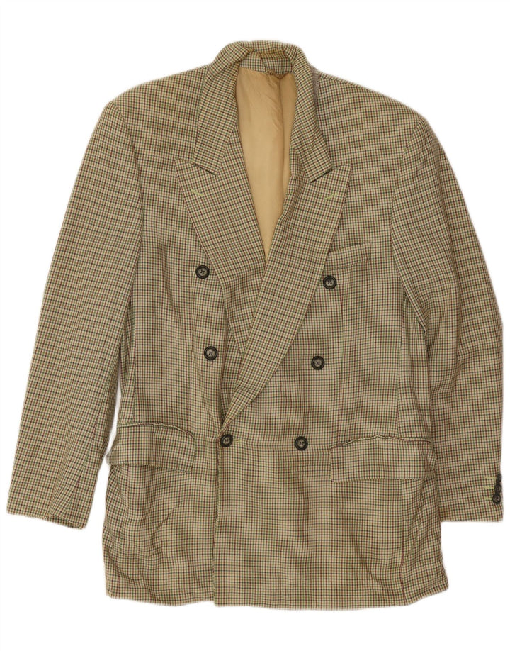 Pierre Laffitte Herre Longline Blazer Jacket UK 38 Medium Green Houndstooth