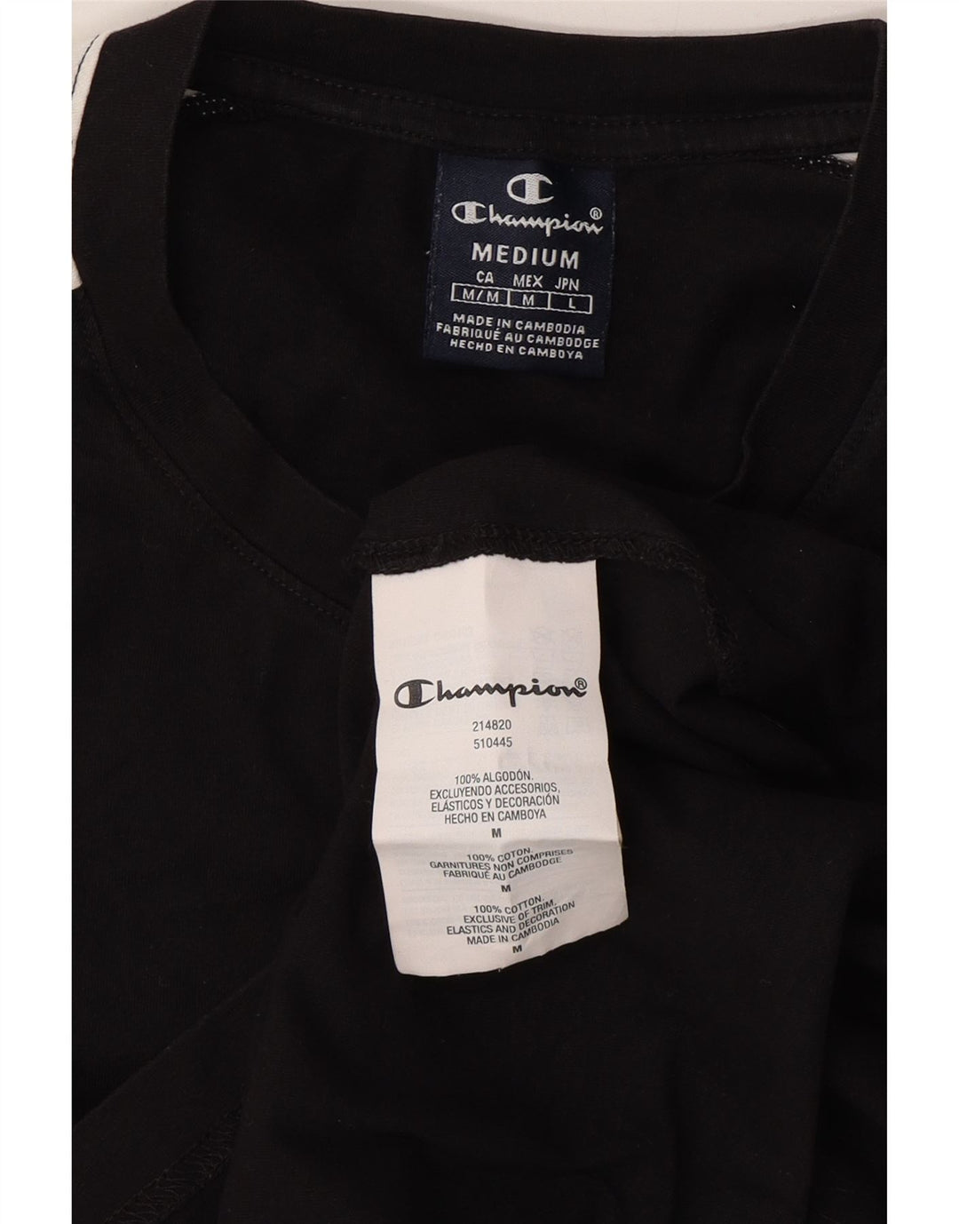 CHAMPION Mens Graphic T-Shirt Top Medium Black Colourblock Cotton Vintage Champion and Second-Hand Champion from Messina Hembry 