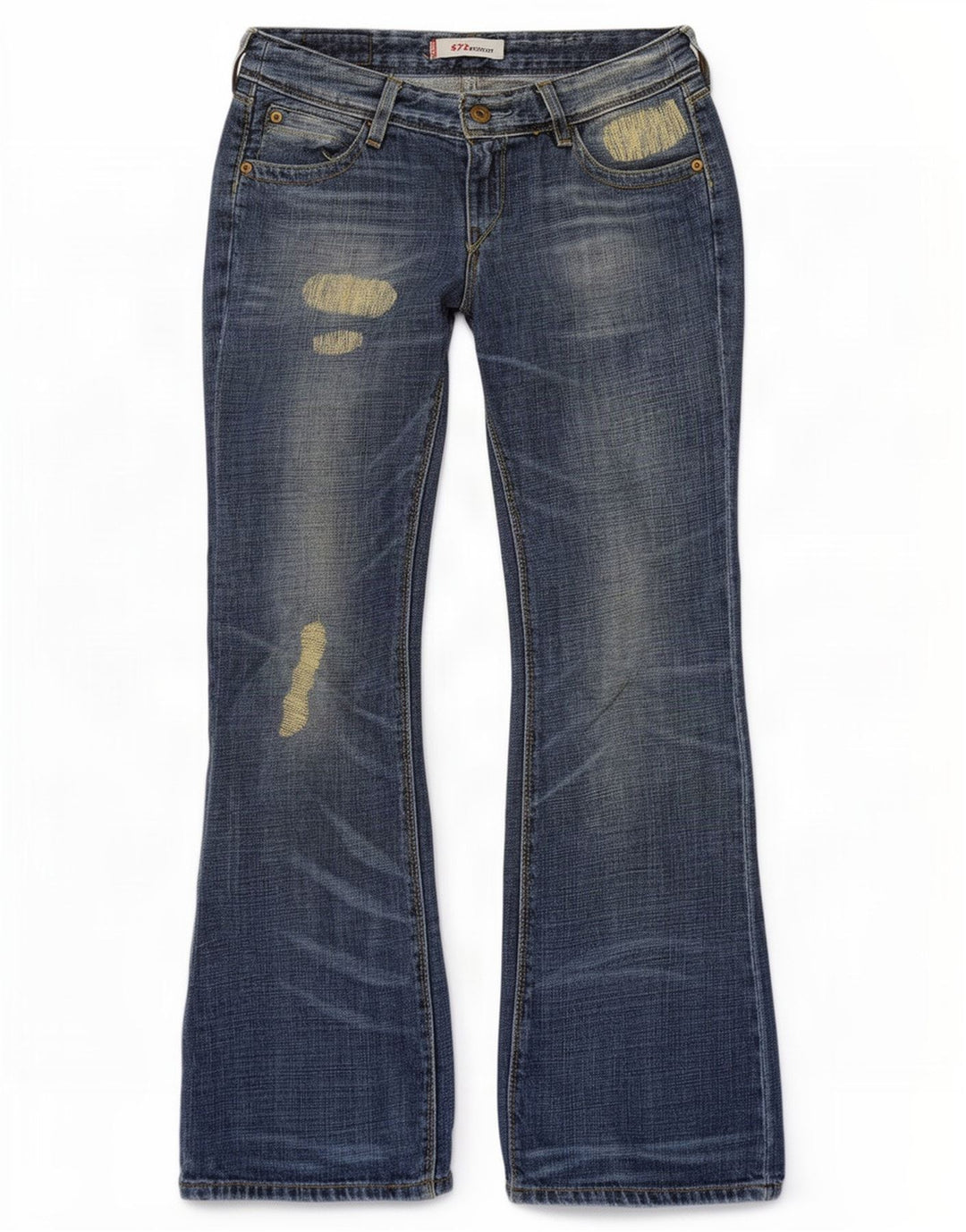 Levi's Dame 572 lavtaljede distressed Bootcut Jeans W28 L30 Blå Bomuld
