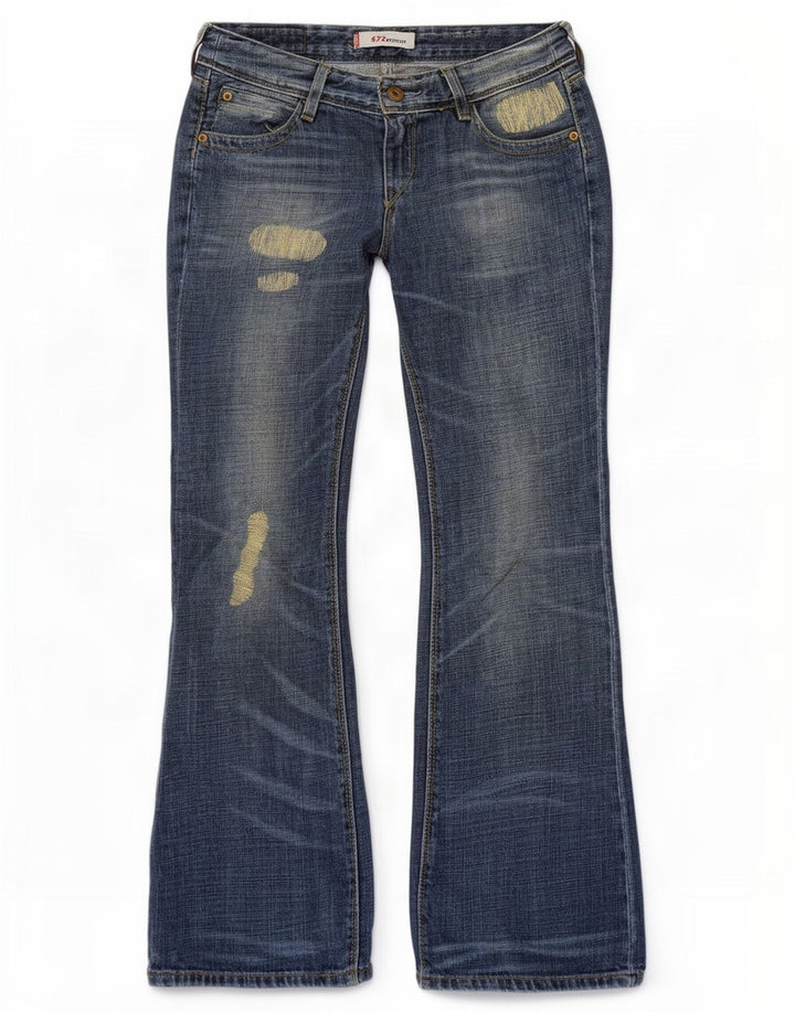 Levi's Dame 572 lavtaljede distressed Bootcut Jeans W28 L30 Blå Bomuld