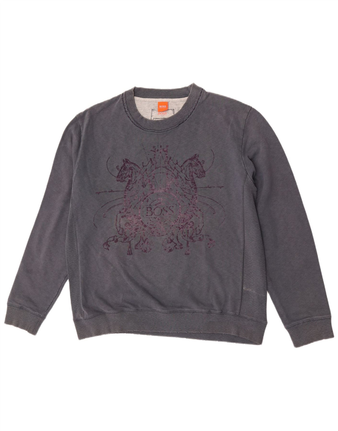 Hugo Boss grafisk sweatshirt til mænd XL marineblå bomuld