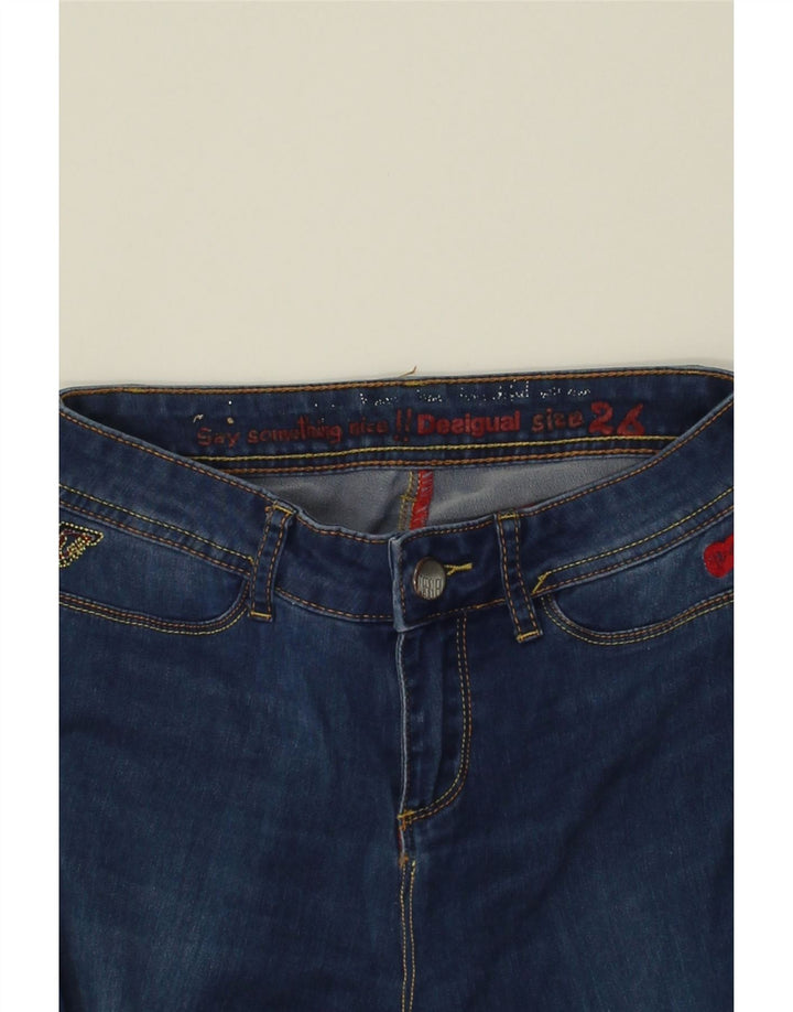 DESIGUAL Womens Skinny Jeans W26 L26 Navy Blue Vintage Desigual and Second-Hand Desigual from Messina Hembry 