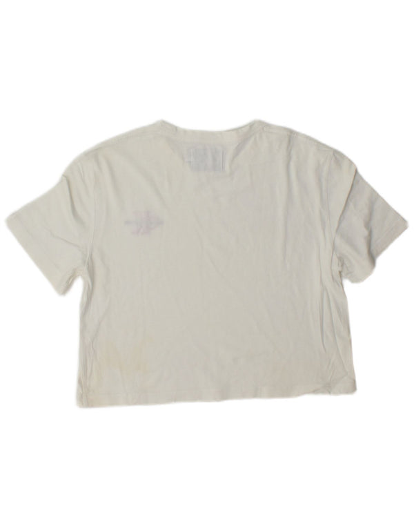 Calvin Klein Dame Crop T-Shirt Top UK 6 XS Hvid
