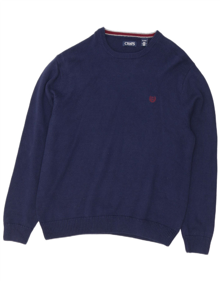 Chaps Herre Crew Neck Jumper Sweater XL Navy Blue Bomuld