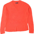 MARKS & SPENCER Womens V-Neck Jumper Sweater UK 12 Medium Orange Acrylic Vintage Marks & Spencer and Second-Hand Marks & Spencer from Messina Hembry 