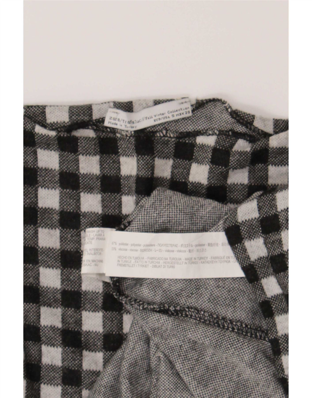 Zara Dame Trafaluc Oversized Top Langærmet UK 10 Small Black Gingham