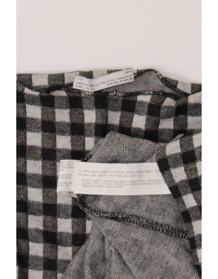 Zara Dame Trafaluc Oversized Top Langærmet UK 10 Small Black Gingham