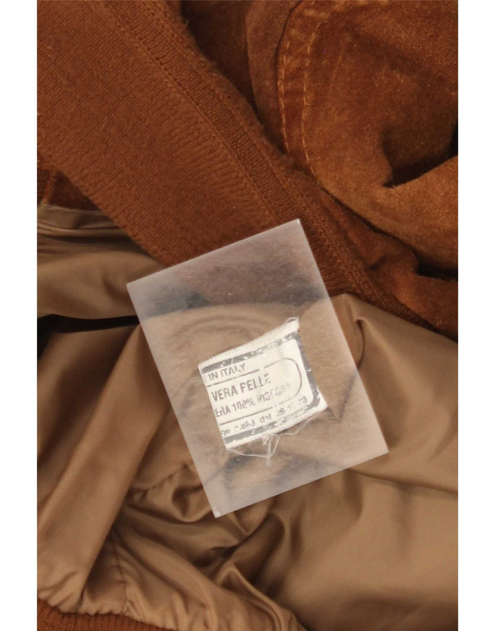 Vintage herre bomber ruskindsjakke UK 42 XL brunt læder