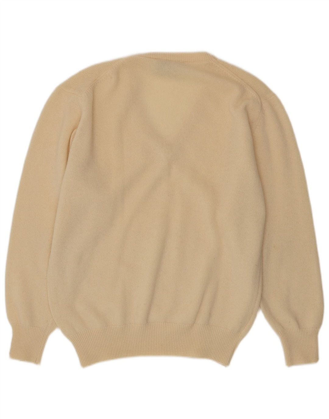 Vintage Herre V-hals sweater Medium Beige Lammeuld