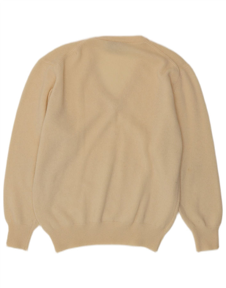 Vintage Herre V-hals sweater Medium Beige Lammeuld