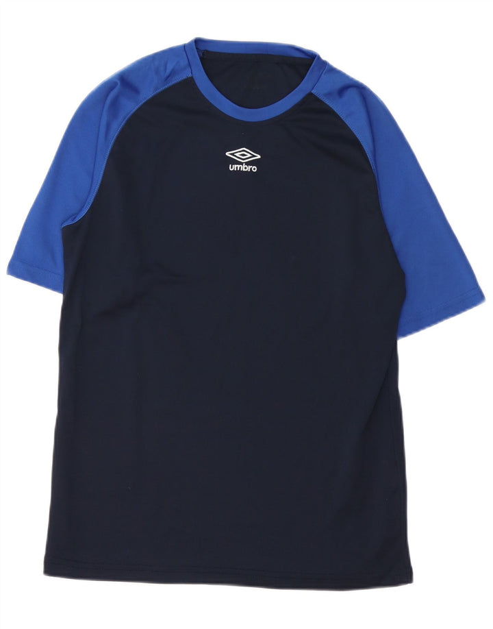 Umbro Herre T-Shirt Top Small Navy Blue Colourblock Polyester