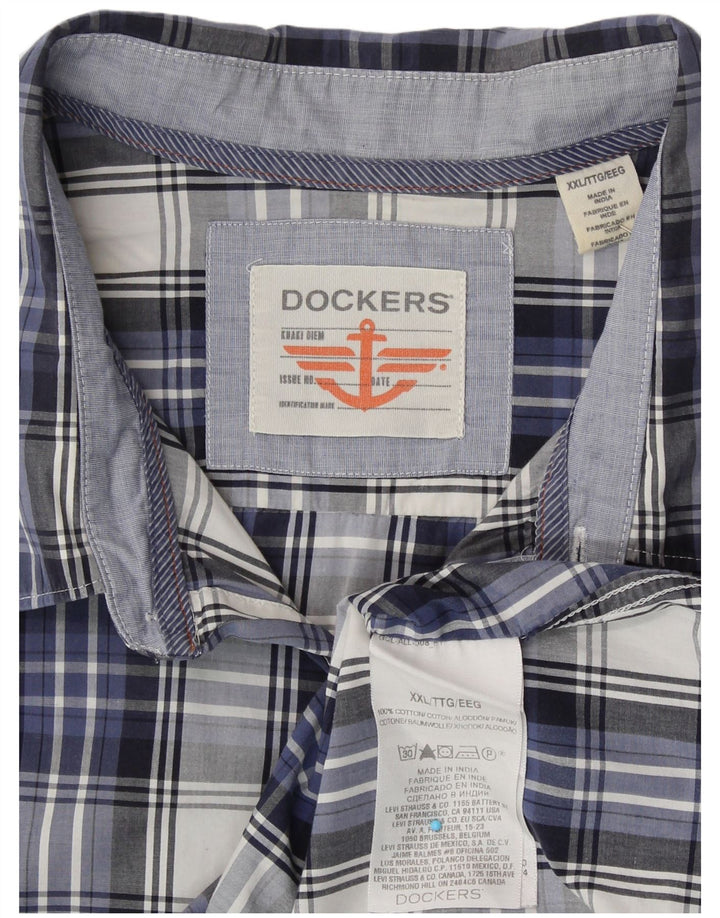 DOCKERS Herreskjorte 2XL Marineblå ternet bomuld
