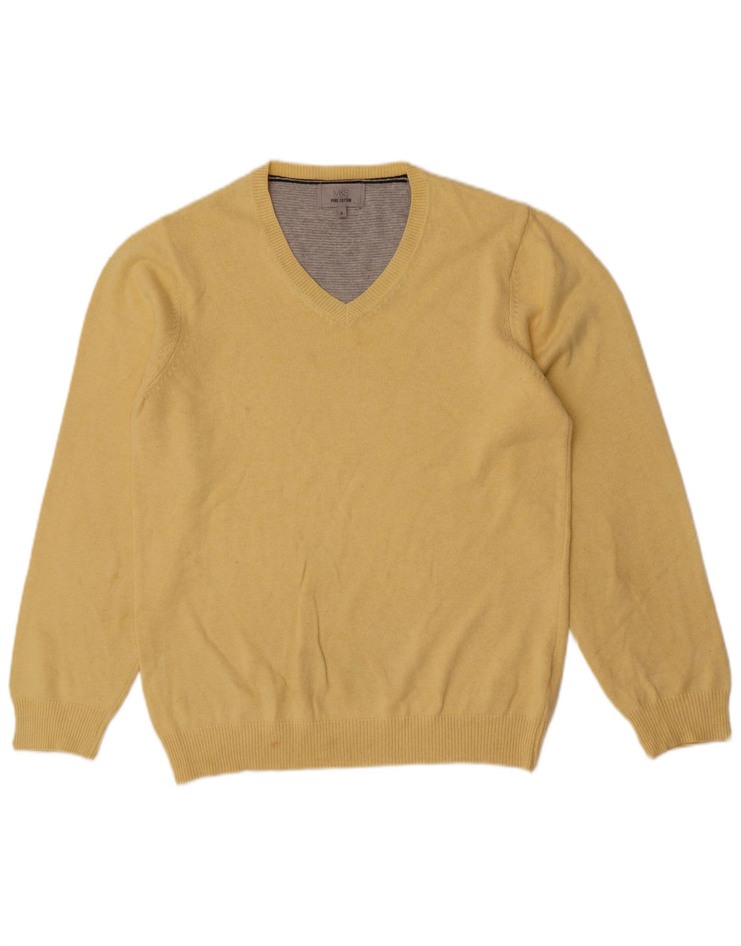 Marks & Spencer Herre V-hals sweater lille gul bomuld