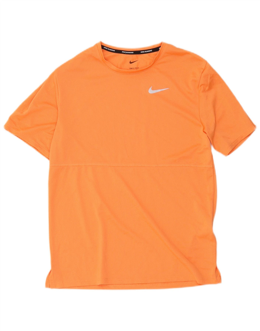 Nike Dame Dri Fit T-Shirt Top UK 10 Small Orange Polyester
