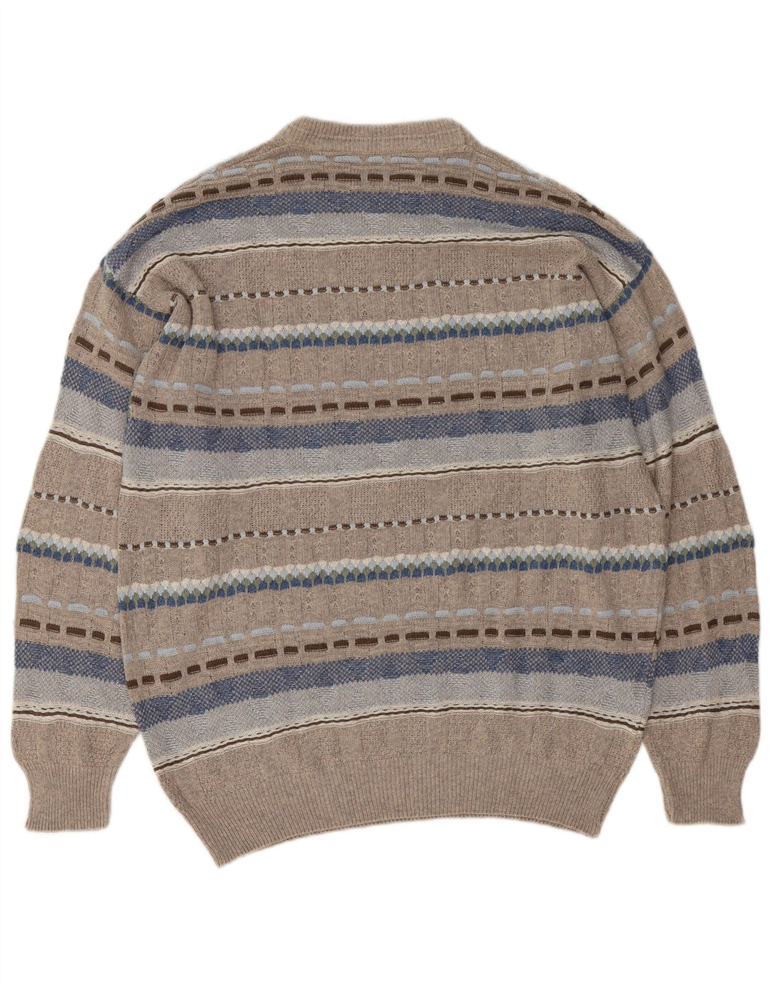 Vintage herre rund hals sweater stor grå geometrisk