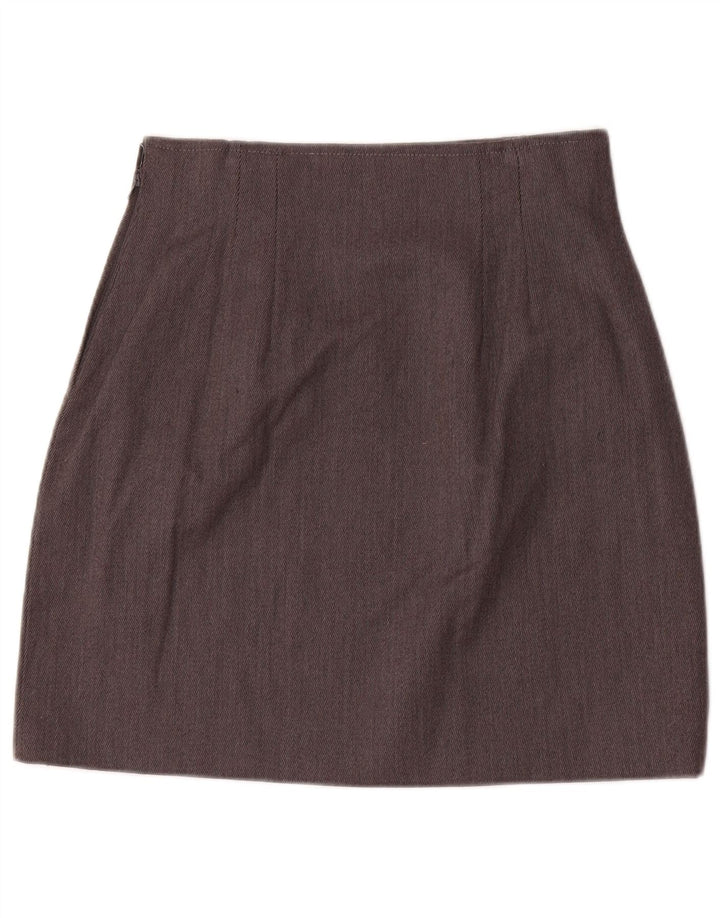 Vintage kvinders 2-knap 2-delt nederdelsæt UK 12 Medium W28 Gråstribet