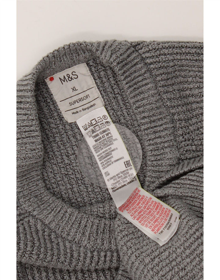 Marks & Spencer Herre sweater med rund hals XL Grå polyamid