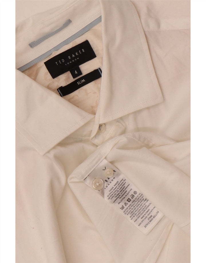 Ted Baker Herre Slim Fit skjorte str. 4 Stor hvid bomuld