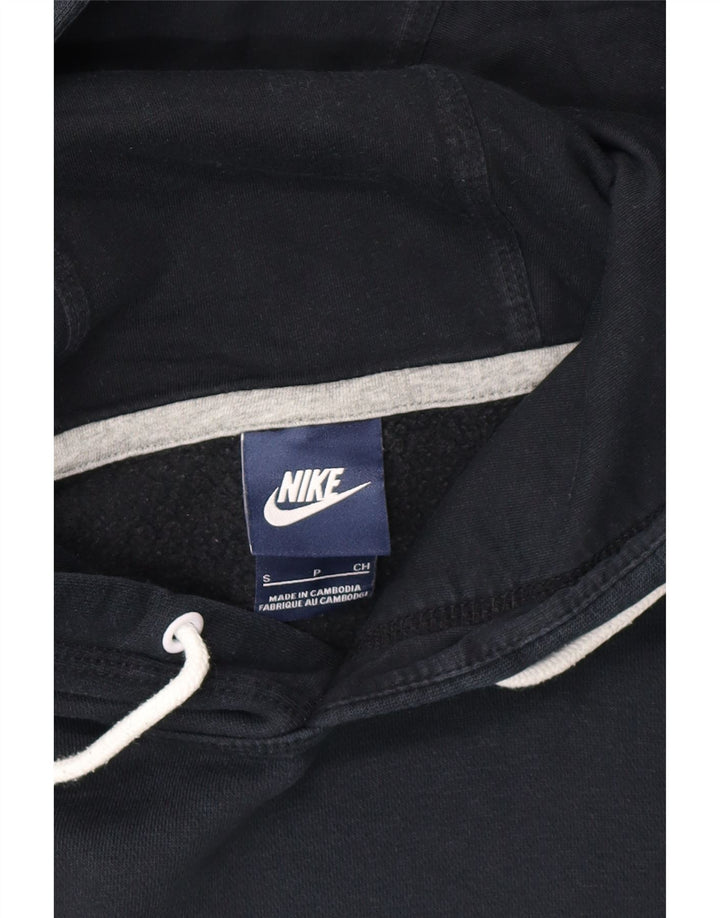 NIKE Mens Graphic Hoodie Jumper Small Black Cotton