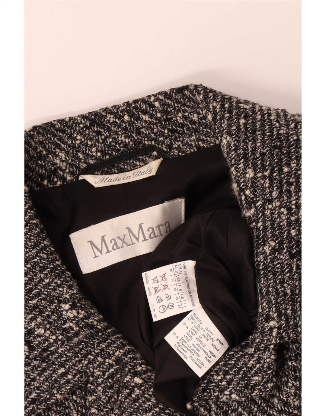 Max Mara Dame Crop 4-knaps blazerjakke UK 14 Medium Grey Flecked Uld