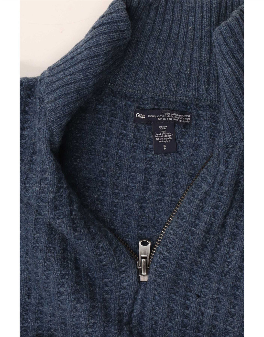 Gap Herre Zip Neck Jumper Sweater Lille Blå Lammeuld