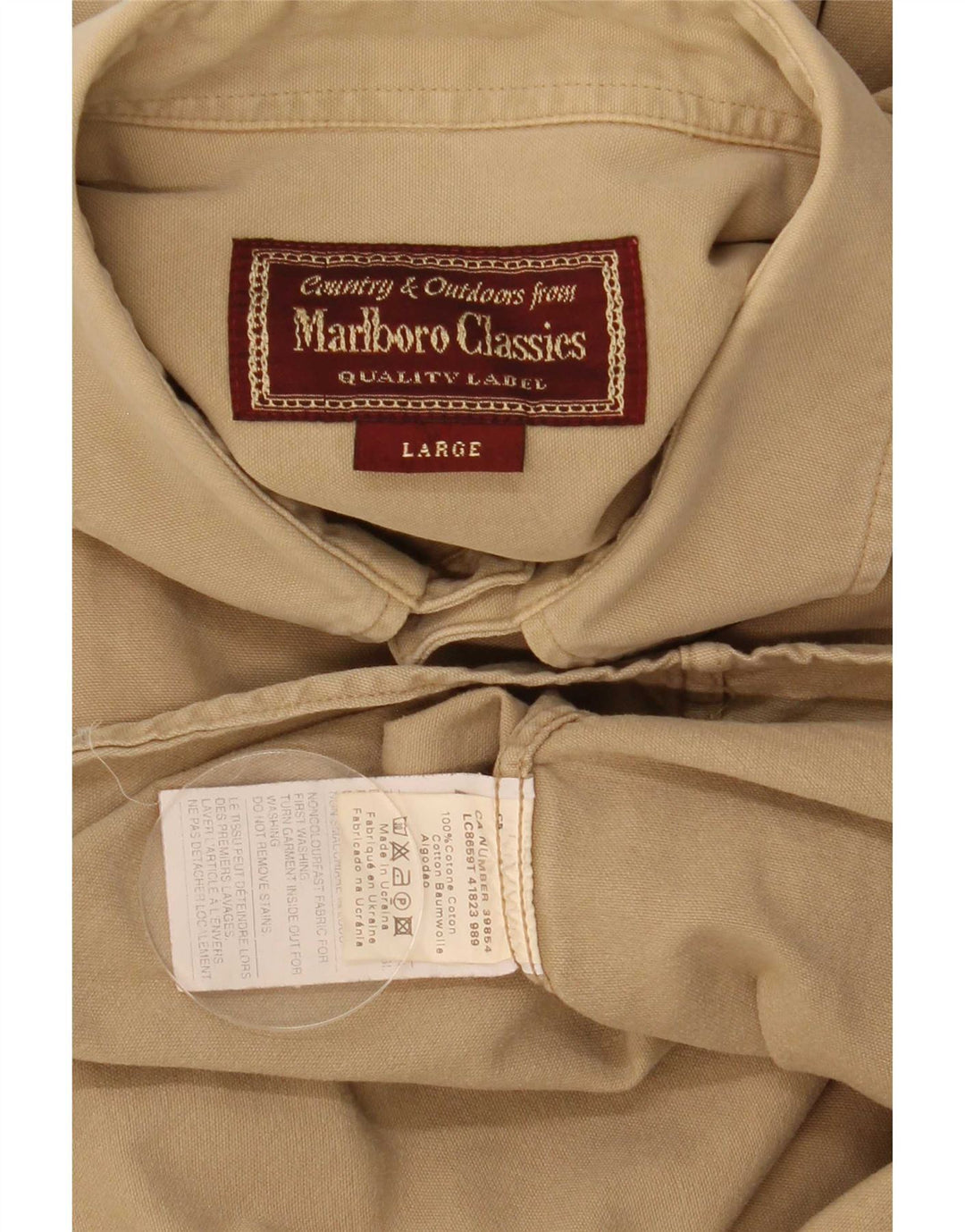 Marlboro Classics Herreskjorte Stor Beige Bomuld