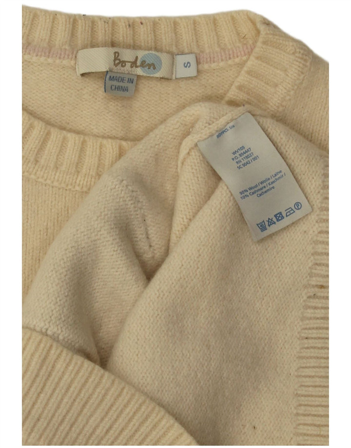 Boden Dame Crew Neck Jumper Sweater UK 10 Small Beige Colourblock Uld