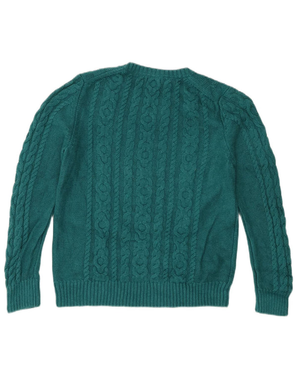 L.L.Bean Dame Boat Neck sweater UK 12 Medium turkis bomuld