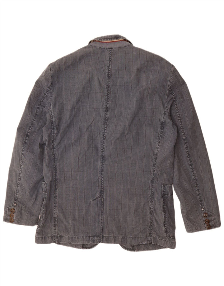 CAMEL ACTIVE Herre 2-knaps blazerjakke IT 48 Mellemblå ternet bomuld