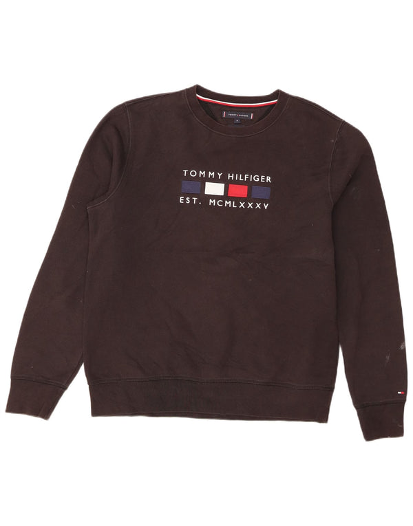 Tommy Hilfiger Herre Grafisk Sweatshirt Jumper Medium Sort Bomuld