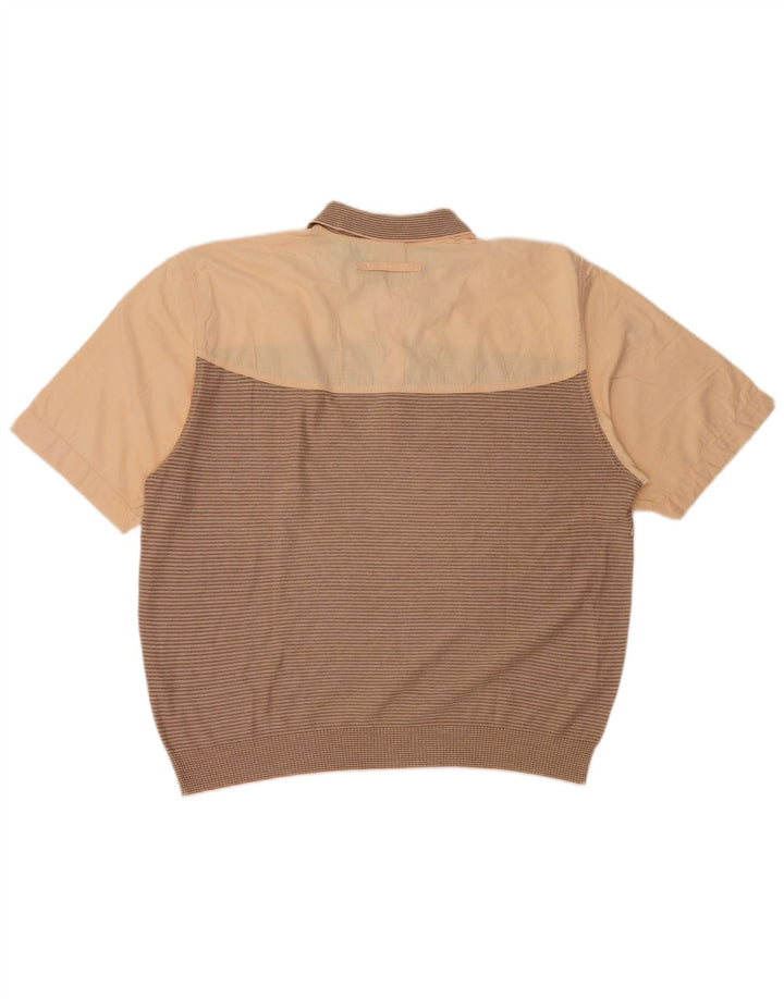 Donny & Max herre poloshirt XL brun stribet bomuld