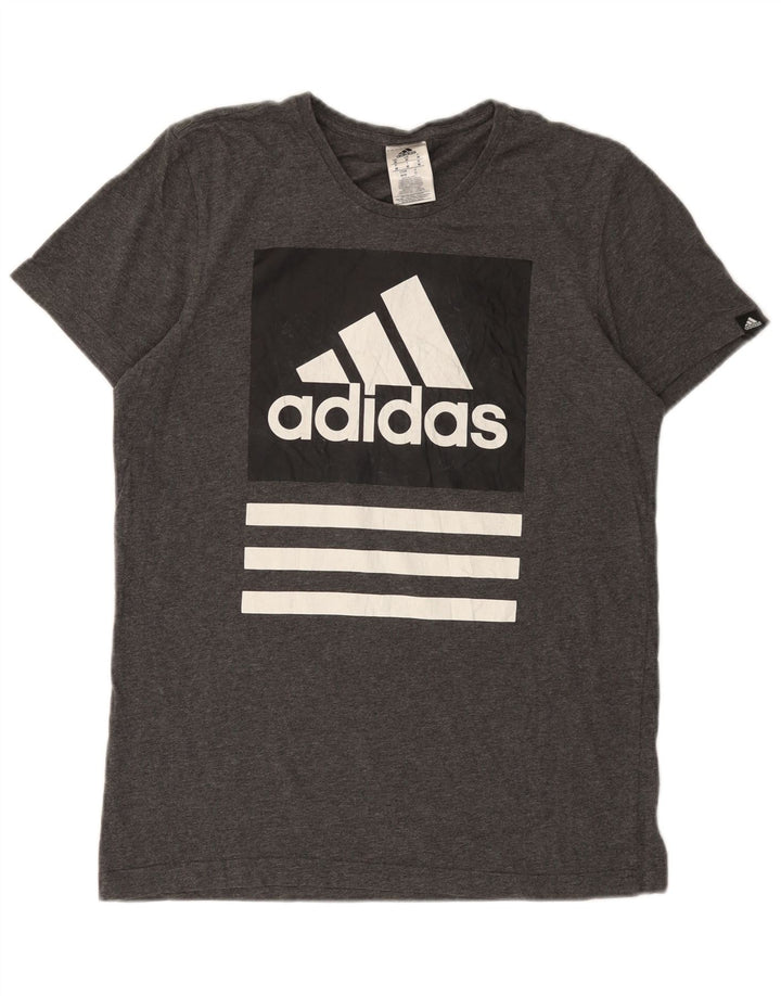 Adidas Herre grafisk T-shirt top mellemgrå bomuld