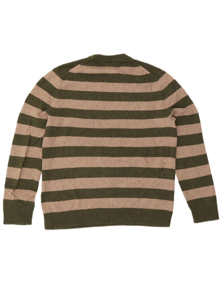White Stuff Herre Crew Neck Jumper Sweater Stor Khaki stribet
