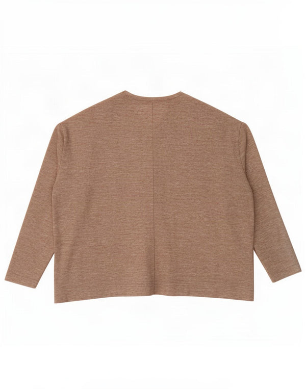 Zara Dame Oversized Top Langærmet UK 10 Small Beige Flecked Polyester