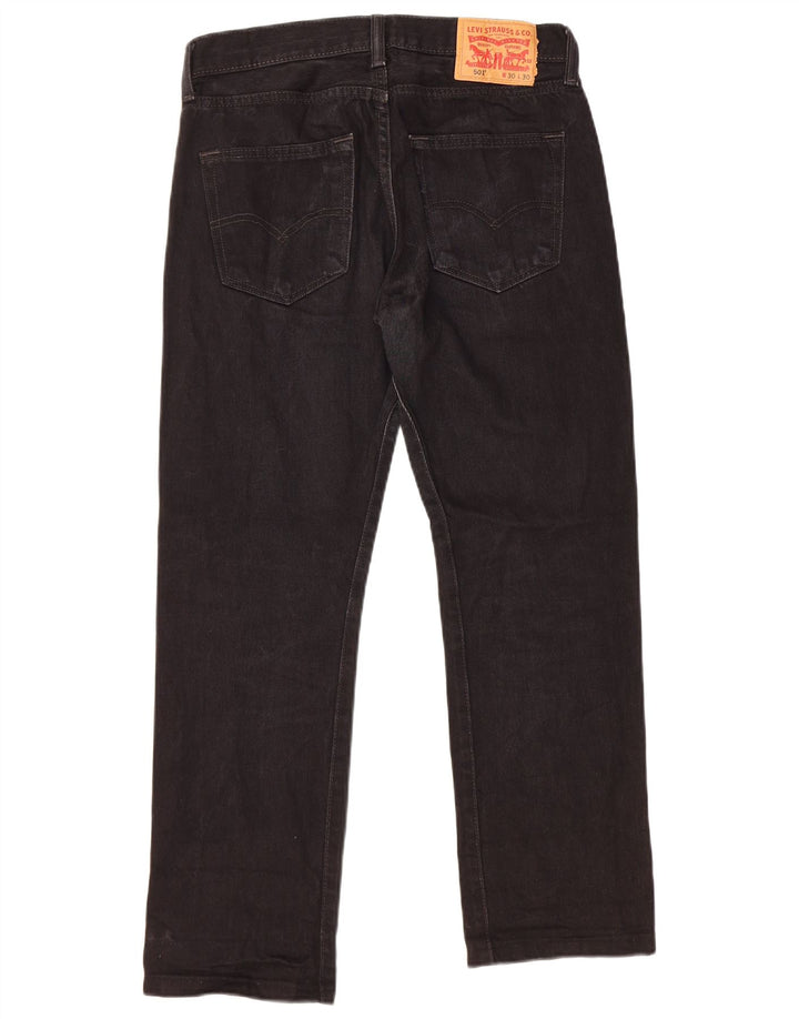 LEVI'S Herre 501 Straight Jeans W30 L26 Sort Bomuld